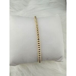 Gold Plated Small Bead Adjustable Slider Bracelet Box Chain Polished Round Beads